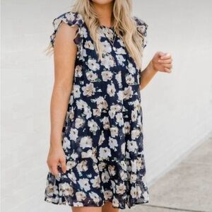 Living My Best Life x Pink Lily Floral Navy Dress